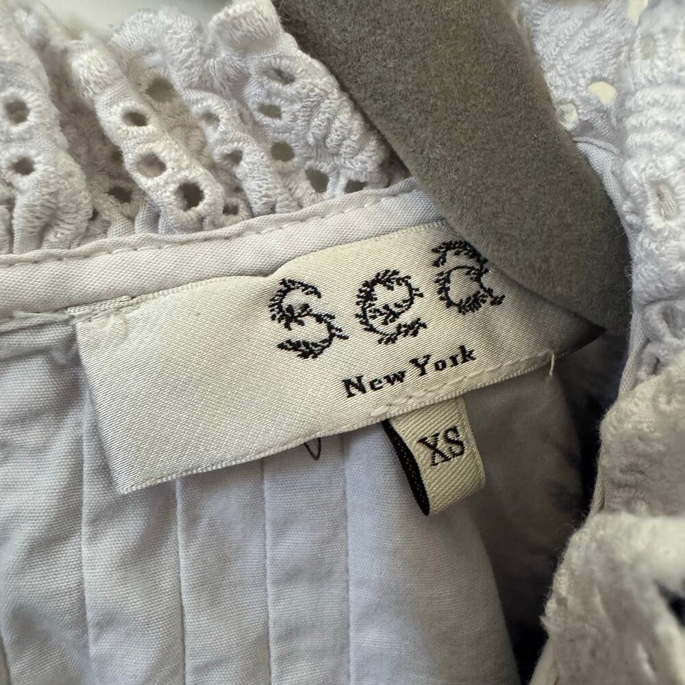Sea New York Evelyn Eyelet Ruffle Tie Dye Blouse Blue White Size XS - Picture 7 of 8